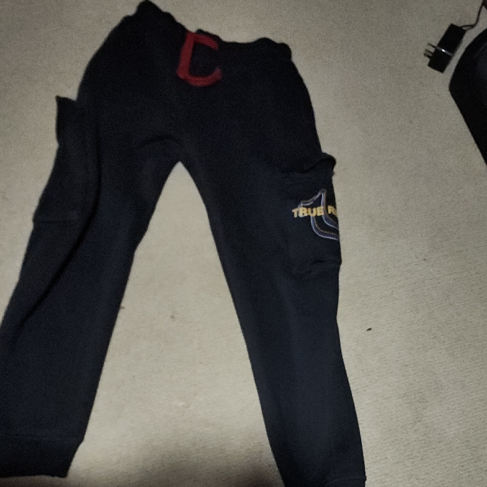 True Religion Kids Joggers in Navy with Red and Yellow Details